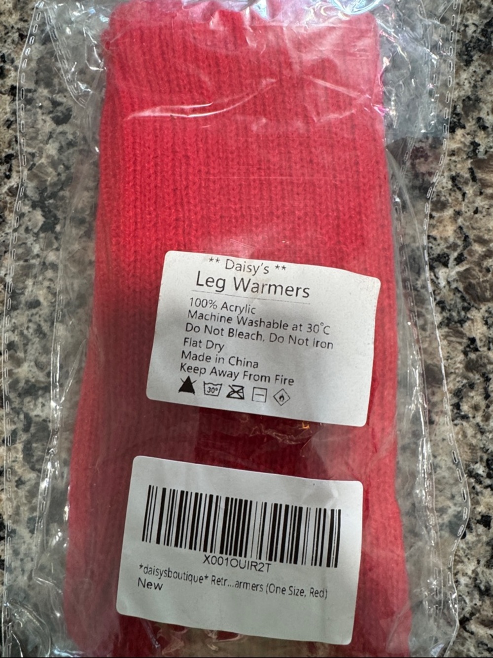 Daisy Red Acrylic Knit Leg Warmers